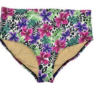 Swimsuits For All Womens Floral High Waist Bikini Bottom Size 22 Nylon/Spandex